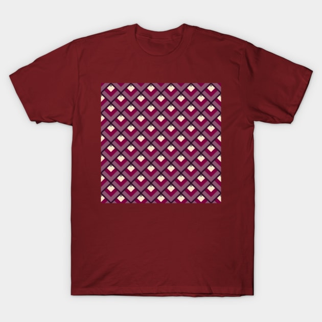 Burgundy Vintage Diamonds T-Shirt by Carolina Díaz